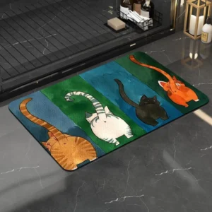 Non-Slip Four Cats Doormat 